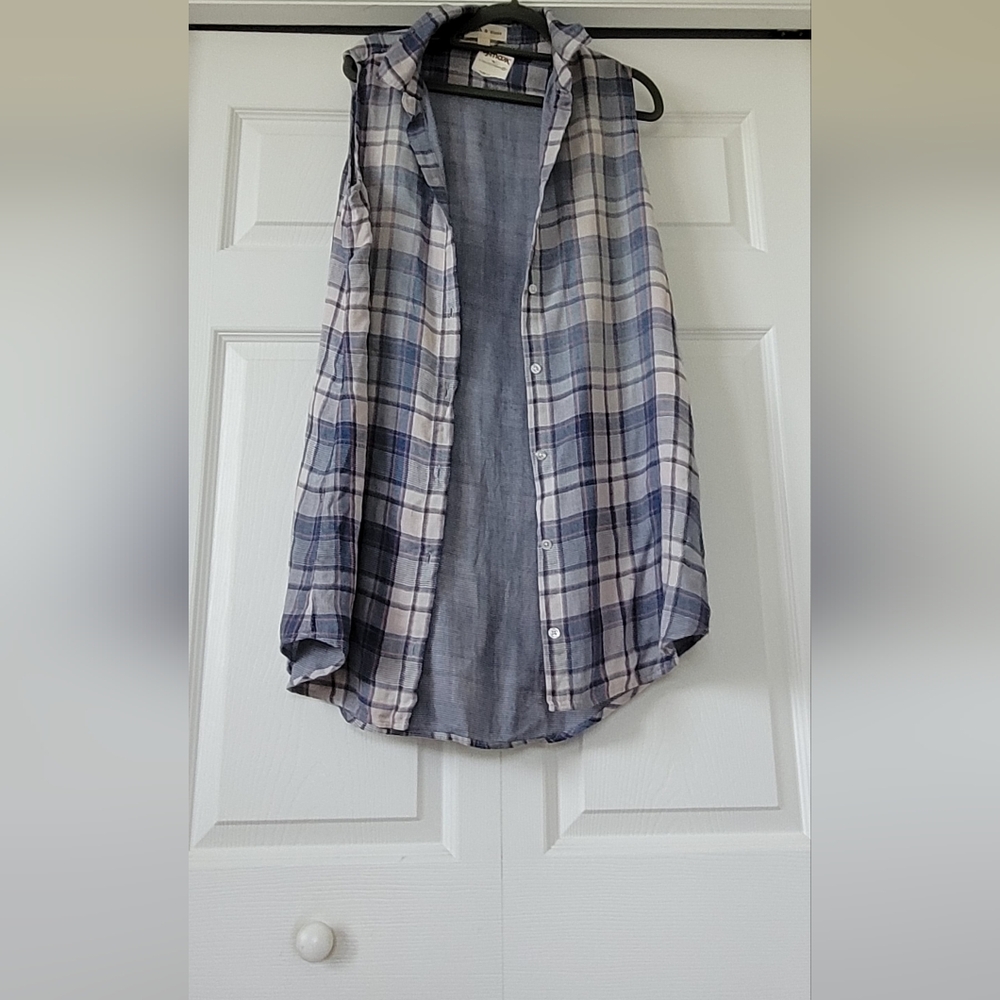Cloth & Stone Blue and White Buttoned Mini Dress